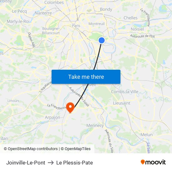 Joinville-Le-Pont to Le Plessis-Pate map