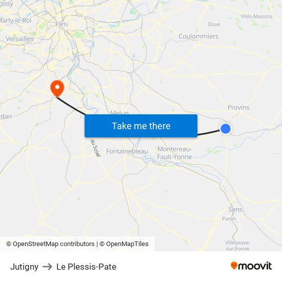 Jutigny to Le Plessis-Pate map