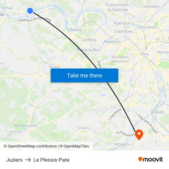 Juziers to Le Plessis-Pate map