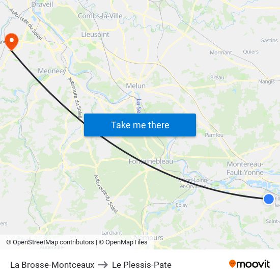 La Brosse-Montceaux to Le Plessis-Pate map