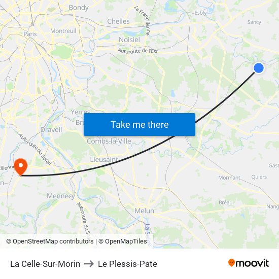La Celle-Sur-Morin to Le Plessis-Pate map