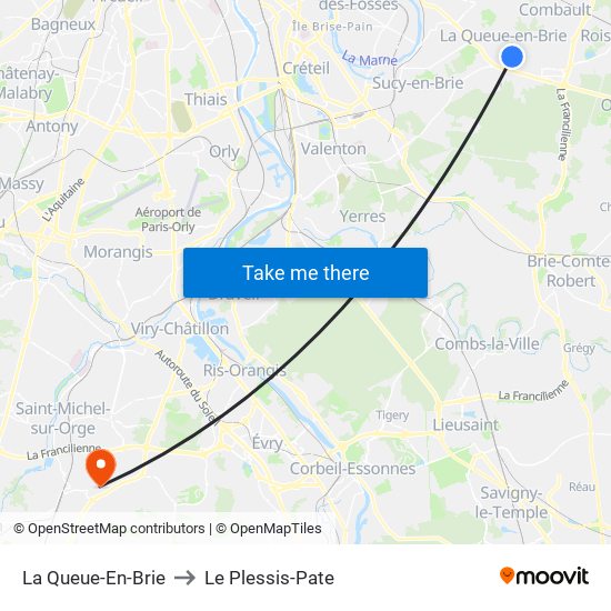 La Queue-En-Brie to Le Plessis-Pate map