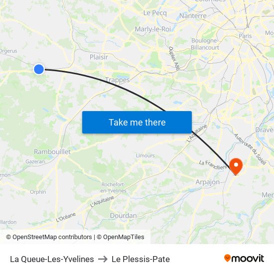 La Queue-Les-Yvelines to Le Plessis-Pate map