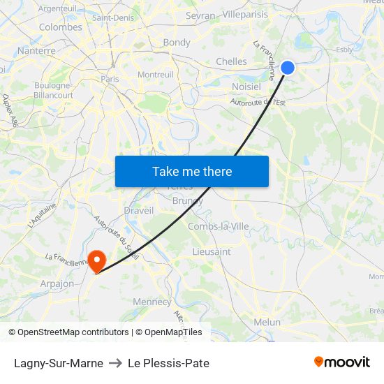 Lagny-Sur-Marne to Le Plessis-Pate map