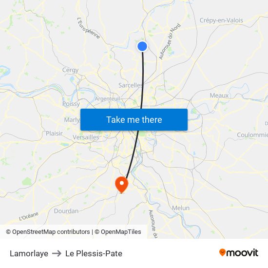 Lamorlaye to Le Plessis-Pate map