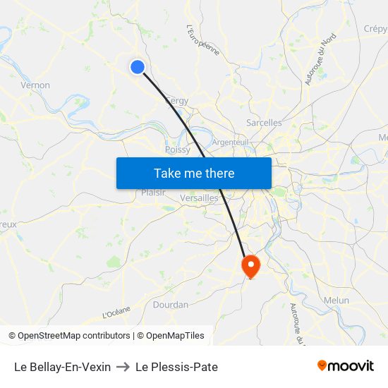 Le Bellay-En-Vexin to Le Plessis-Pate map