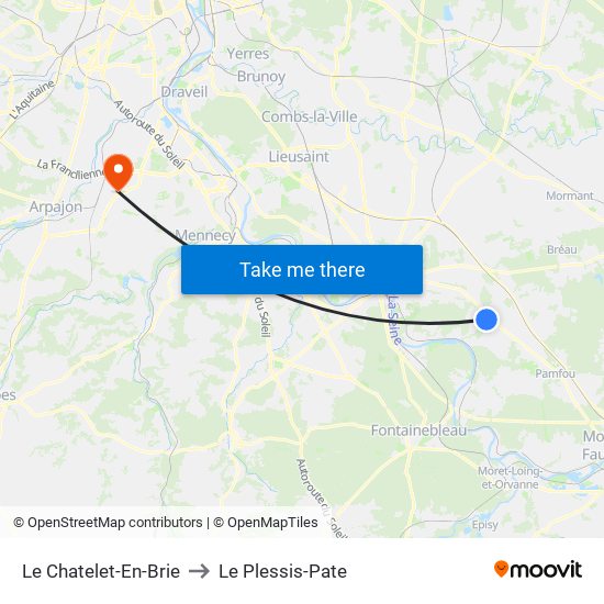 Le Chatelet-En-Brie to Le Plessis-Pate map