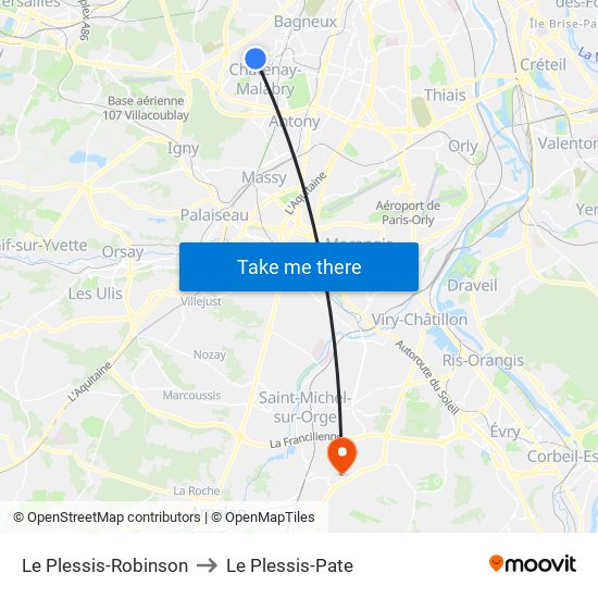 Le Plessis-Robinson to Le Plessis-Pate map