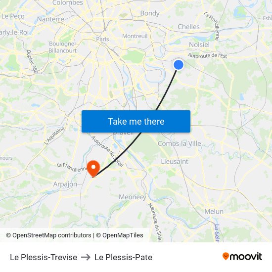 Le Plessis-Trevise to Le Plessis-Pate map