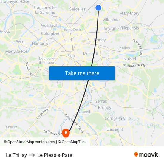 Le Thillay to Le Plessis-Pate map