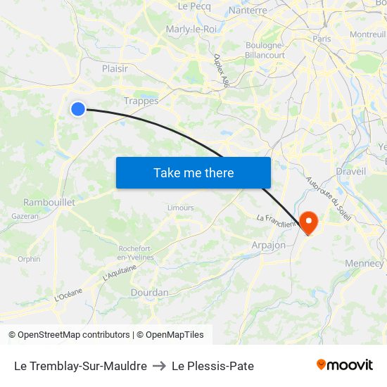Le Tremblay-Sur-Mauldre to Le Plessis-Pate map