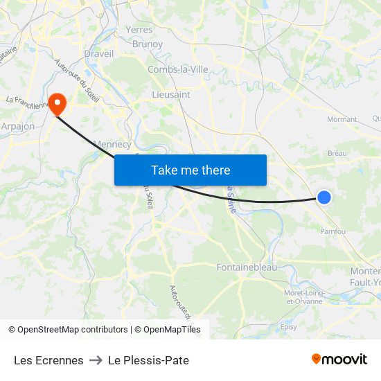 Les Ecrennes to Le Plessis-Pate map