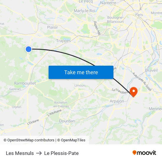 Les Mesnuls to Le Plessis-Pate map