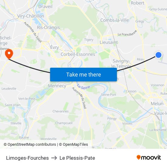 Limoges-Fourches to Le Plessis-Pate map