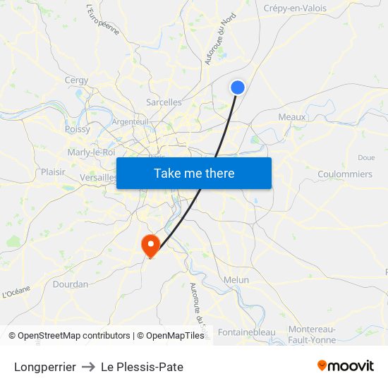 Longperrier to Le Plessis-Pate map