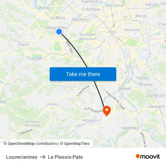 Louveciennes to Le Plessis-Pate map