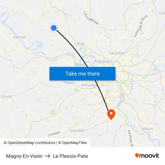 Magny-En-Vexin to Le Plessis-Pate map