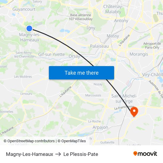 Magny-Les-Hameaux to Le Plessis-Pate map