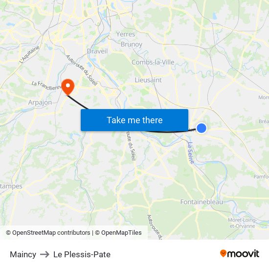 Maincy to Le Plessis-Pate map