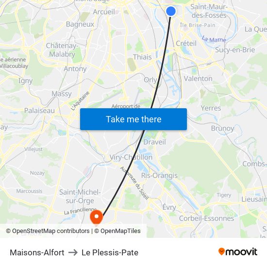 Maisons-Alfort to Le Plessis-Pate map