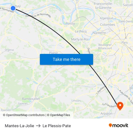 Mantes-La-Jolie to Le Plessis-Pate map
