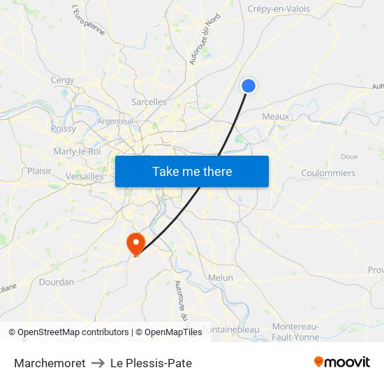 Marchemoret to Le Plessis-Pate map