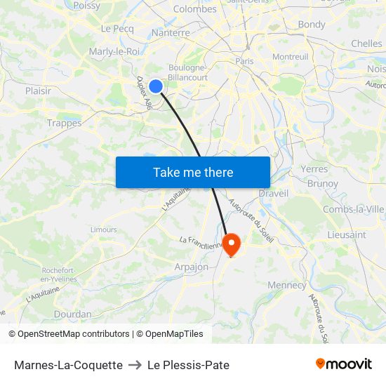 Marnes-La-Coquette to Le Plessis-Pate map