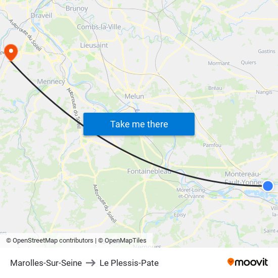 Marolles-Sur-Seine to Le Plessis-Pate map