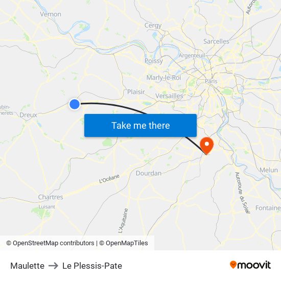 Maulette to Le Plessis-Pate map