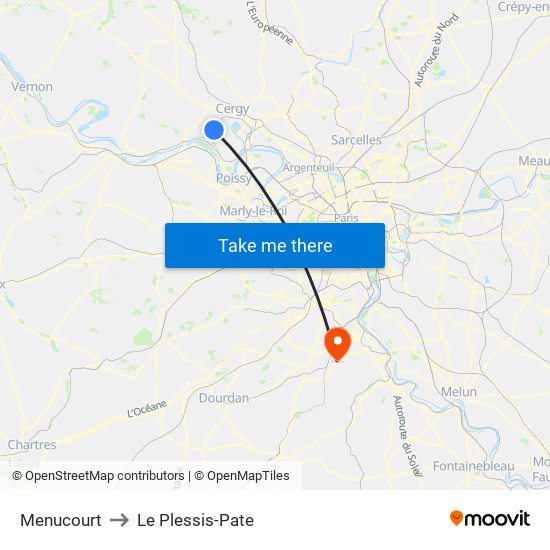 Menucourt to Le Plessis-Pate map