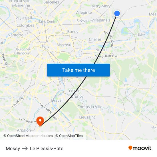 Messy to Le Plessis-Pate map