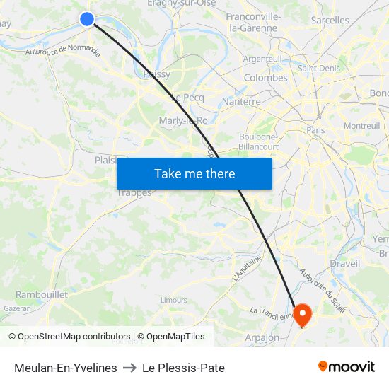 Meulan-En-Yvelines to Le Plessis-Pate map