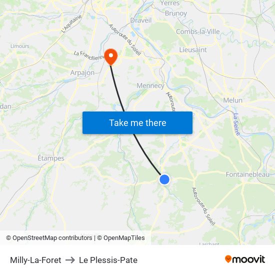 Milly-La-Foret to Le Plessis-Pate map