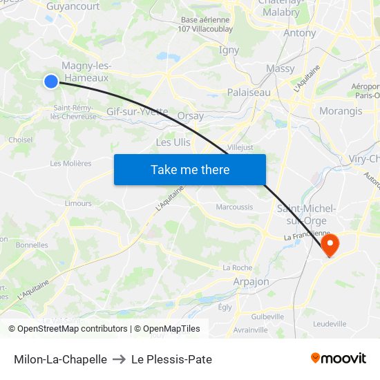 Milon-La-Chapelle to Le Plessis-Pate map