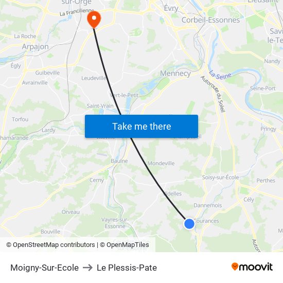 Moigny-Sur-Ecole to Le Plessis-Pate map