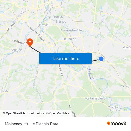 Moisenay to Le Plessis-Pate map