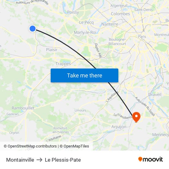 Montainville to Le Plessis-Pate map