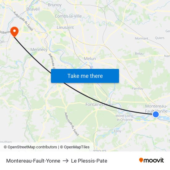 Montereau-Fault-Yonne to Le Plessis-Pate map