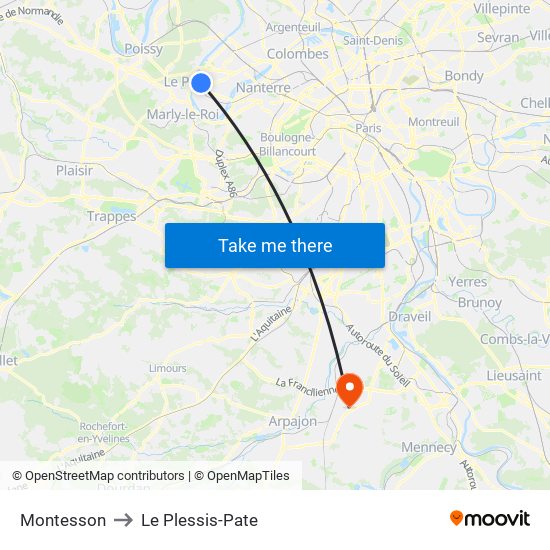 Montesson to Le Plessis-Pate map