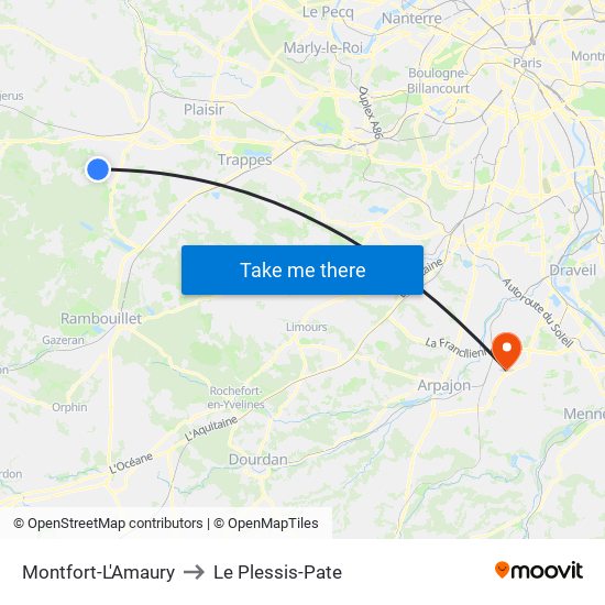 Montfort-L'Amaury to Le Plessis-Pate map