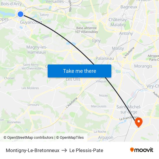Montigny-Le-Bretonneux to Le Plessis-Pate map
