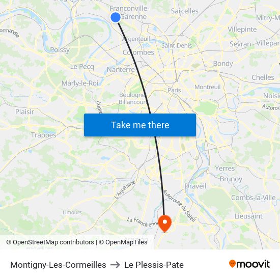 Montigny-Les-Cormeilles to Le Plessis-Pate map