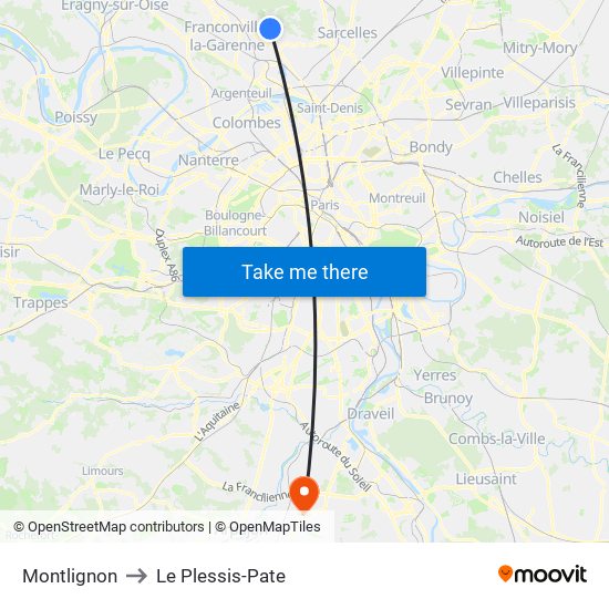 Montlignon to Le Plessis-Pate map