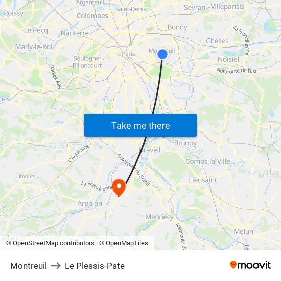 Montreuil to Le Plessis-Pate map