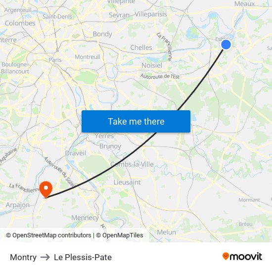 Montry to Le Plessis-Pate map