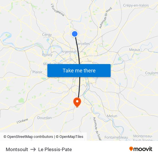 Montsoult to Le Plessis-Pate map