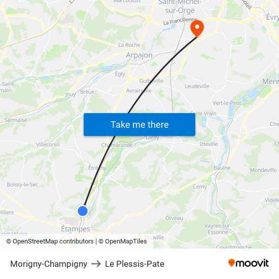 Morigny-Champigny to Le Plessis-Pate map