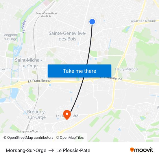 Morsang-Sur-Orge to Le Plessis-Pate map