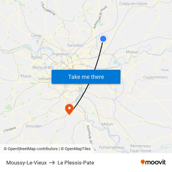 Moussy-Le-Vieux to Le Plessis-Pate map