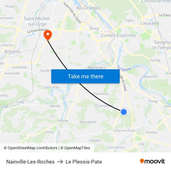 Nainville-Les-Roches to Le Plessis-Pate map